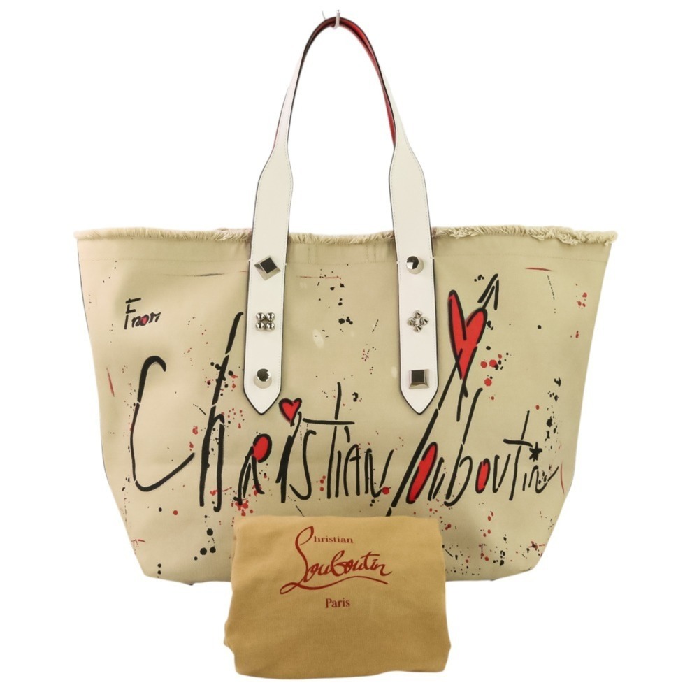 Christian Louboutin Frangibus Studded Tote Bag 3215052 Beige Women's